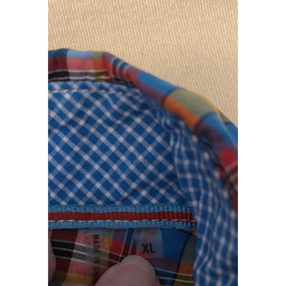 Bugatchi ShapedFit XL Men's Plaid Long Sleeve Snap Front Shirt TopStitch Western - Picture 14 of 14